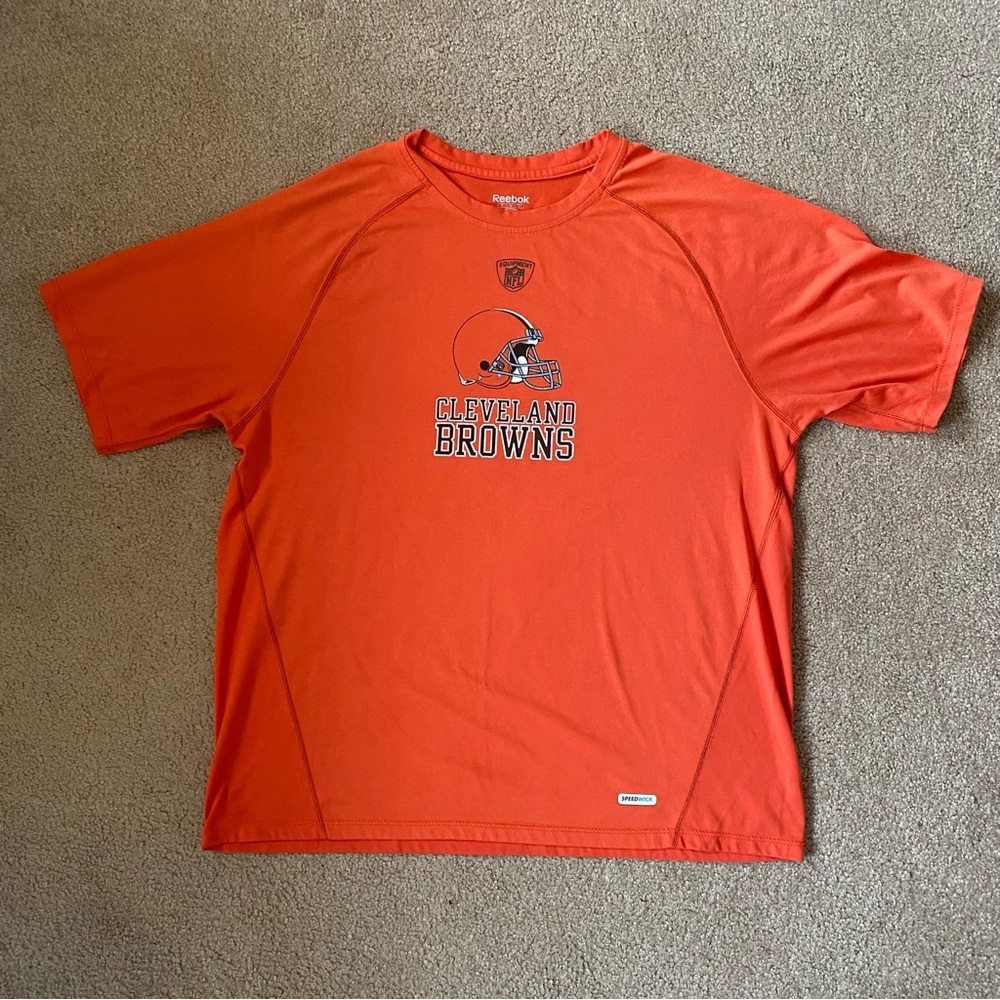 Cleveland  Browns Reebok Equipment NFL Play Dry Men Large Orange Athletic‎ Shirt